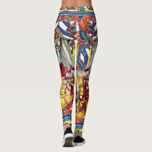 Leggings Vibrant Traditional Asian Dragon & Folk Art Design (Dos)