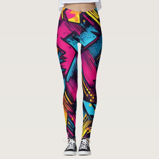 Leggings vibrants d'art pop aux couleurs audacieus (Devant)