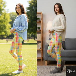 Leggings Vibrants Échiquier