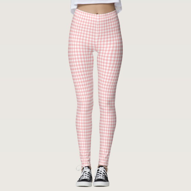 Leggings Vichy rose et blanc  (Devant)