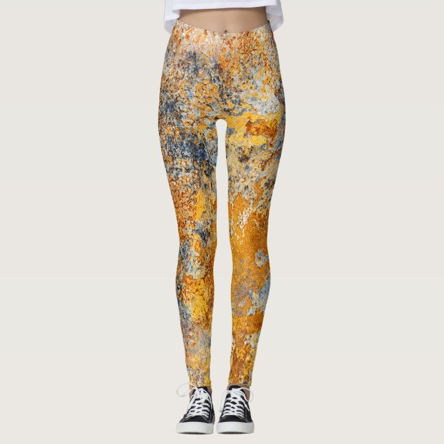Leggings Vieille texture rouille, grunge arrière - plan mét (Devant)
