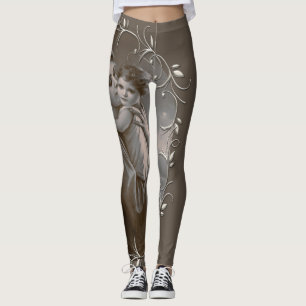 Leggings Vierge vintage et enfant avec cadre argenté