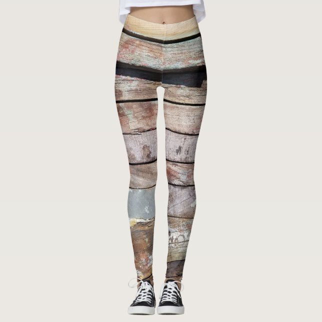 Leggings Vieux bois rustique bateau en bois plank (Devant)
