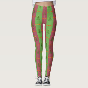 Leggings Vieux Monde Arbre de Noël Motif À feuillage persis
