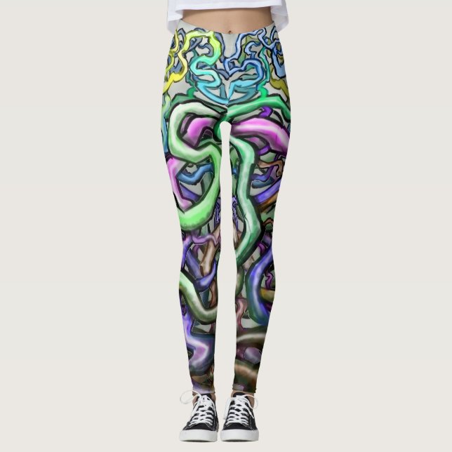 Leggings Vignes arc-en-ciel torsadées (Devant)