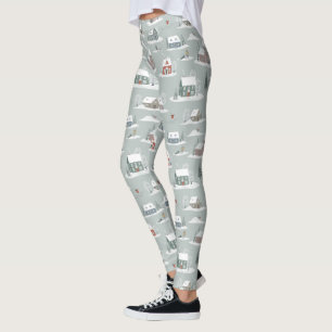 Leggings Village d'hiver Motif de la scène de neige