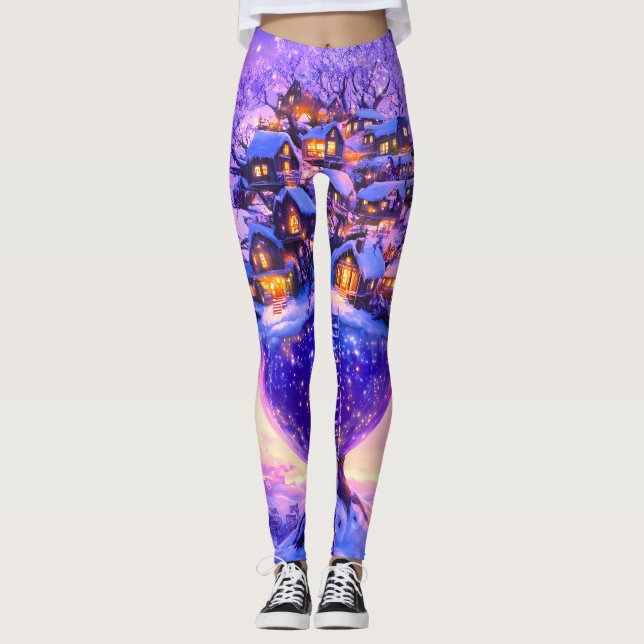 Leggings Village enneigé de l'hiver fantastique (Devant)