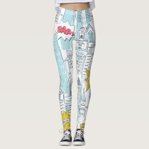 Leggings Ville de la bande dessinée : motif vintage