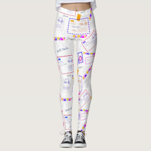 Leggings Villes Timbres de Voyage Motif coloré