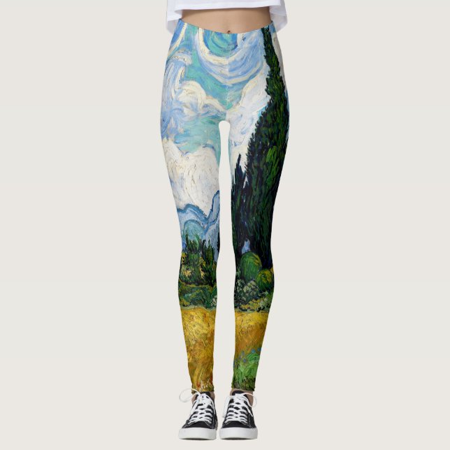 Leggings Vincent Van Gogh - Champ de blé avec cyprès (Devant)