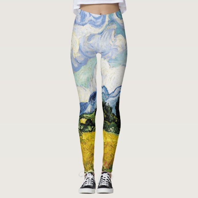 Leggings Vincent Van Gogh Champ de blé avec cyprès (1889) (Devant)