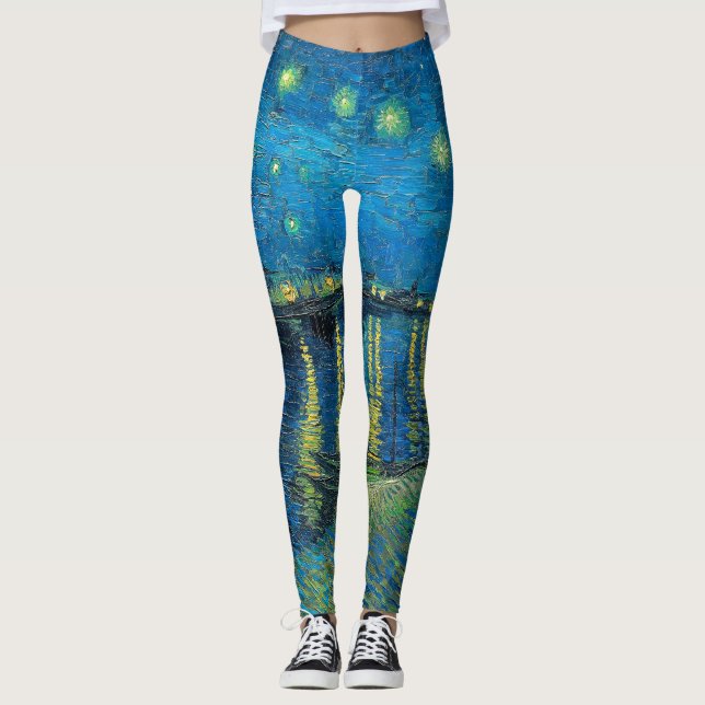 Leggings Vincent Van Gogh Nuit étoilée sur le Rhône (Devant)