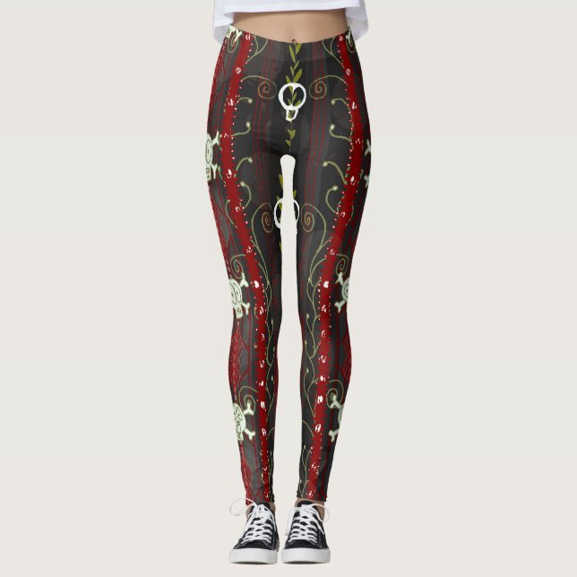 Leggings Vins O'Death Samhain Halloween Crâne d'octobre (Devant)