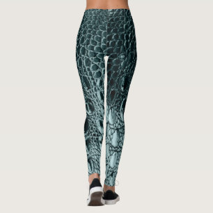 LEGGINGS VINTAGE ALLIGATOR TURQUOISE "HORNBACK" RÉVISÉ