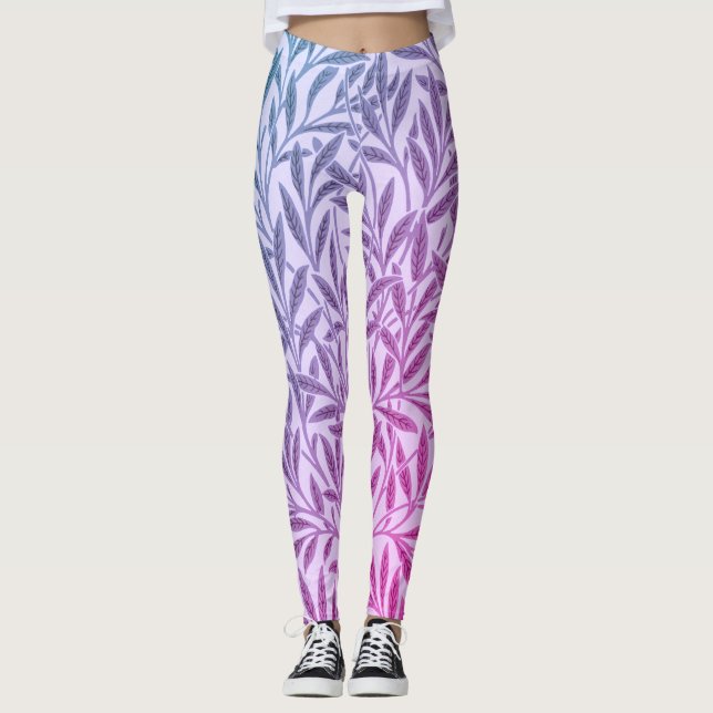 Leggings Vintage bleu violet saule Feuille Botanique (Devant)