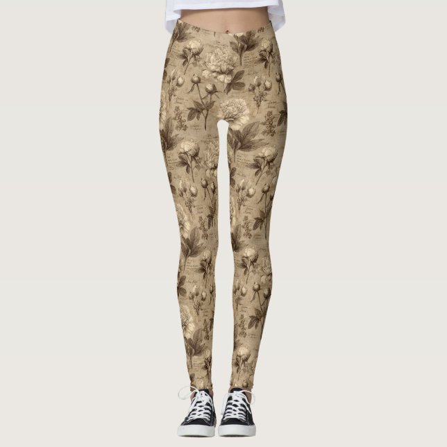 Leggings Vintage Botanical Floral Pattern (1) (Devant)