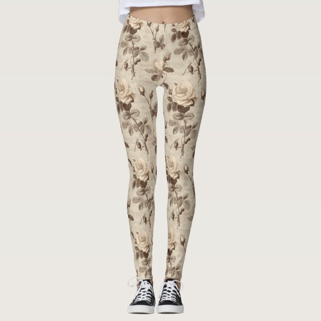 Leggings Vintage Botanical Floral Pattern (3) (Devant)