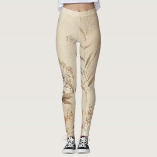 Leggings Vintage Botanique Floral Délicat Bohème
