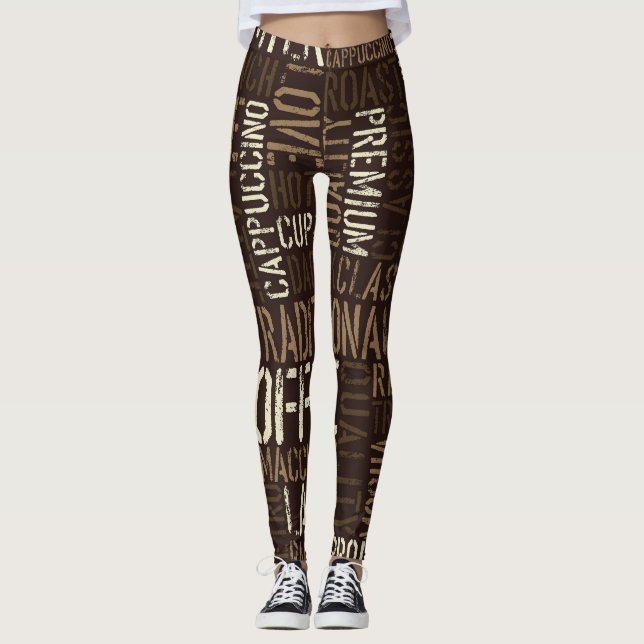 Leggings Vintage café expérience Motif sans couture (Devant)