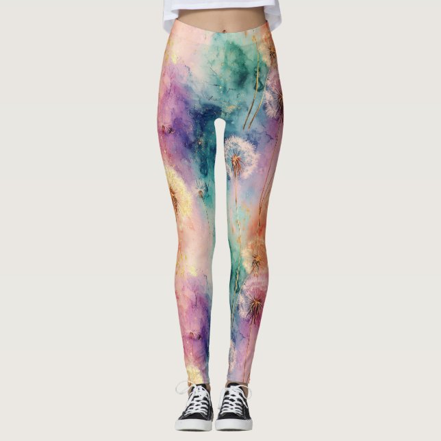 Leggings Vintage Dandelion Abstract Pattern (5) (Devant)