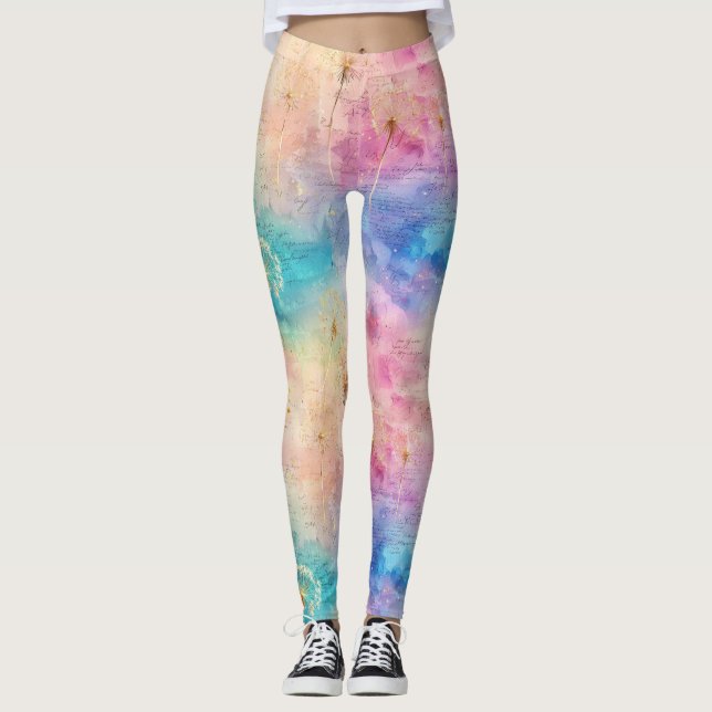 Leggings Vintage Dandelion Abstract Pattern (7) (Devant)