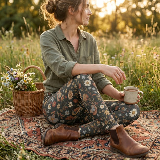 Leggings Vintage Dark Floral Wildflower