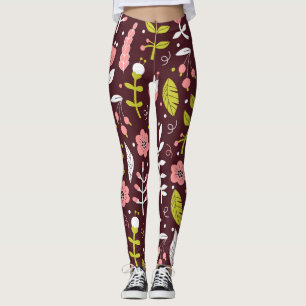 Leggings Vintage Doodle Floral sans couture Motif