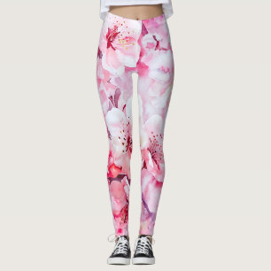 Leggings Vintage Fleur Pétale Rose Douce
