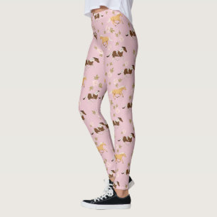 Leggings Vintage Floral Horse Motif