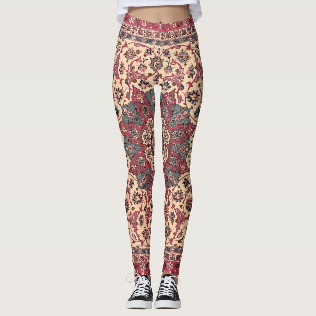 Leggings Vintage Floral Perse Motif de tapis (Devant)