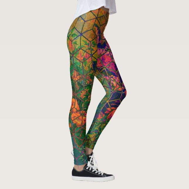 Leggings Vintage Green Safari Tropical Jungle Wildlife Lion (Droite)