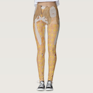 Leggings Vintage Gustav Klimt Art Nouveau Floral Doré