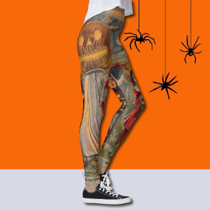 Leggings Vintage Halloween Citrouille Fantôme ou traitemen