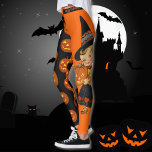 Leggings Vintage Joyeux Halloween Sorcière w Citrouille Fun<br><div class="desc">Vintage Happy Halloween sorch w Citrouille Jeu de fête amusante</div>
