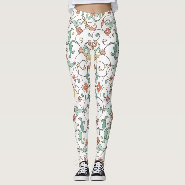 Leggings Vintage Line Art Ornement Est (Devant)
