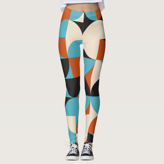Leggings Vintage moderne : Formes géométriques rétro. (Devant)