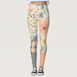 Leggings Vintage Motif de Patchwork Floral - Pastel (11)