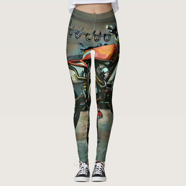 Leggings vintage motorcycle art (Devant)