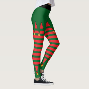 Leggings Vintage Noël Vacances Elfe Rouge Vert rayé