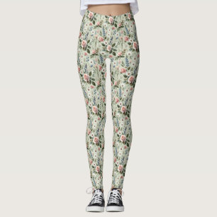 Leggings Vintage Pastel Floral Motif botanique