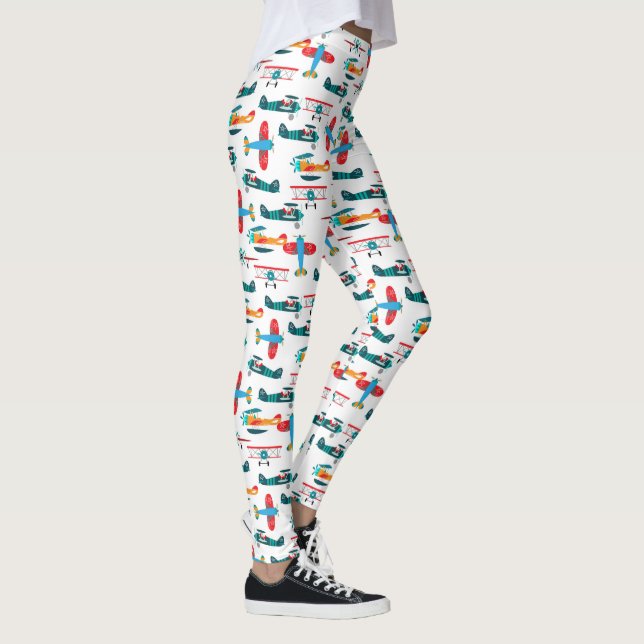 Leggings vintage retro airplane pattern (Droite)