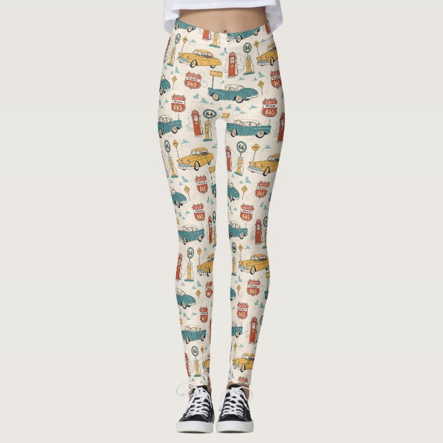 Leggings Vintage Road Trip Pattern (1) (Devant)