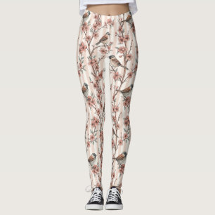 Leggings Vintage Sakura Cerry Blossom & Bird Esthétique 6