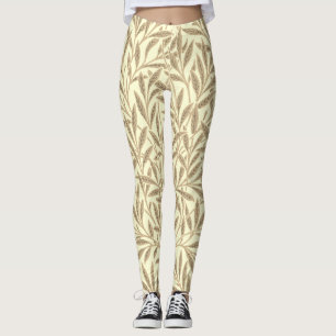 Leggings Vintage Sepia Tan Willow Feuille Botanique