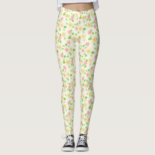 Leggings Vintage Shabby Chic Jaune et rose