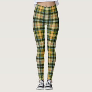 Leggings Vintage vert orange St Patrick plaid motif