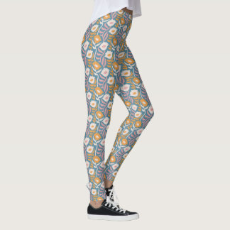 Leggings Vintage Wavy Retro Super Pastel Motif Floral