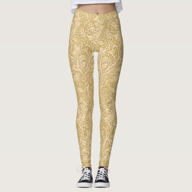 Leggings Vintage William Morris Arcadia Or Sans Couture (Devant)