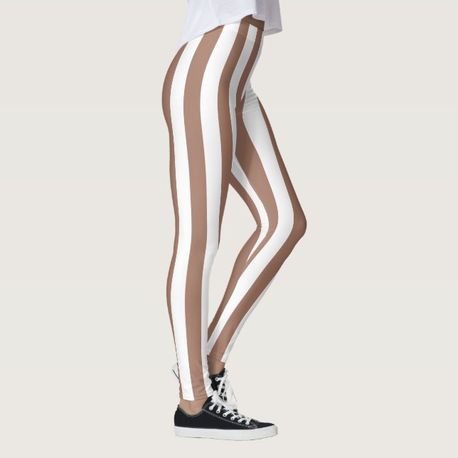 Leggings Vintages bandes verticales Mocha Mousse Blanc (Droite)