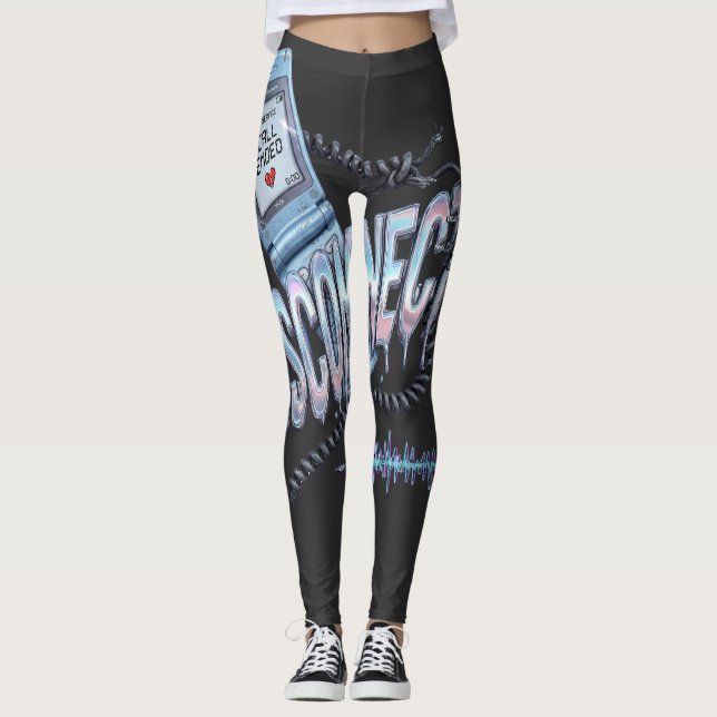 Leggings Vinyle mélancolique de téléphone à bascule Y2K déc (Devant)